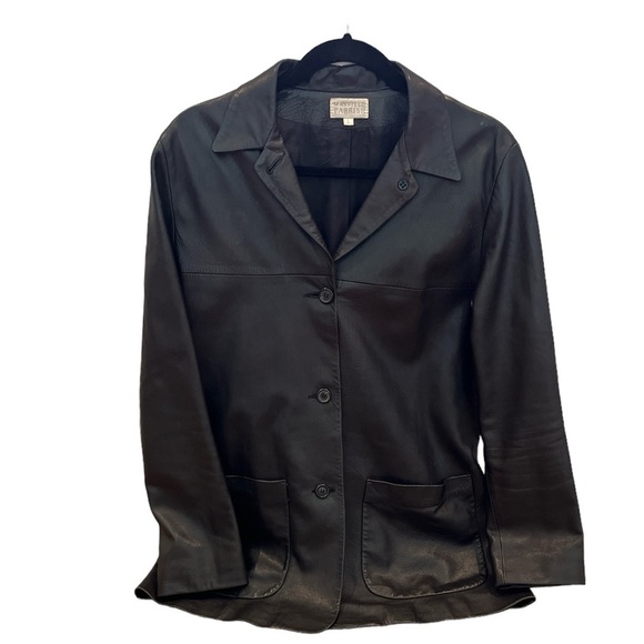 Vintage Maxfield Parrish Leather Jacket Silk Lined Size Large - Picture 1 of 8